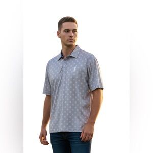 U Suck At Golf Americana Polo Sz XL Smoke/Gray Stars Logo Sweat Wicking Active